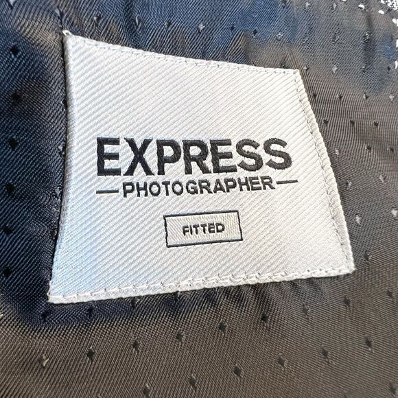 Express Photographer Blazer Black & White Plaid Wool Blend Men’s Fitted 40S - Picture 11 of 12